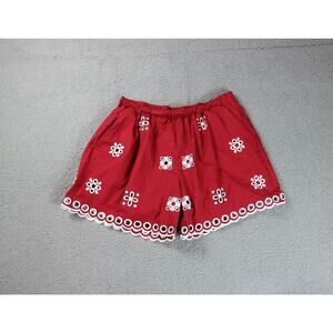 Red Valentino Shorts Womens 48 Red Embroidered Scallop Hem Italy Lined